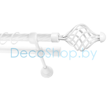 Карниз для штор Lm Décor «Вираж» 19 мм / 19 мм (белый, двухрядный, труба витая)