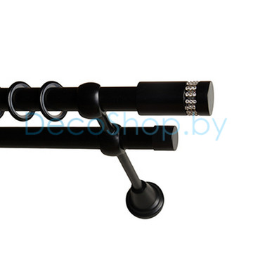 Карниз для штор Lm Décor «Имидж» 19 мм / 19 мм (черный, двухрядный, труба гладкая)