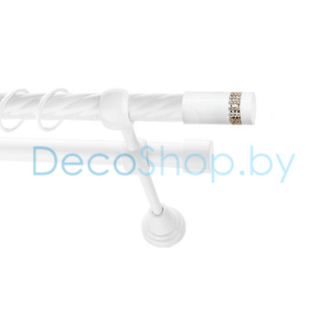 Карниз для штор Lm Décor «Имидж» 19 мм / 19 мм (белый, двухрядный, труба витая)