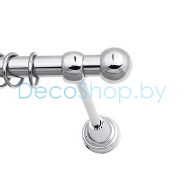 Карниз для штор Lm Décor «Шар малый» 19 мм (хром, однорядный, труба гладкая)