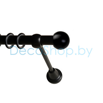 Карниз для штор Lm Décor «Шар малый» 19 мм (черный, однорядный, труба гладкая)