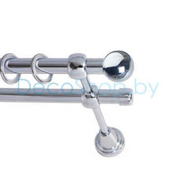 Карниз для штор Lm Décor «Шар малый» 19 мм / 19 мм (хром, двухрядный, труба гладкая)