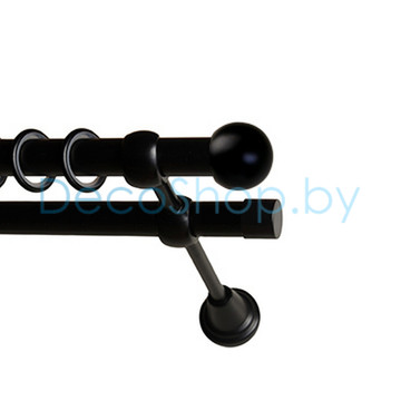 Карниз для штор Lm Décor «Шар малый» 19 мм / 19 мм (черный, двухрядный, труба гладкая)