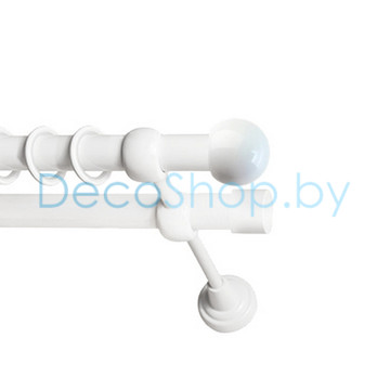 Карниз для штор Lm Décor «Шар малый» 19 мм / 19 мм (белый, двухрядный, труба гладкая)