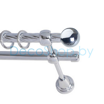 Карниз для штор Lm Décor «Шар малый» 19 мм / 19 мм (хром, двухрядный, труба витая)