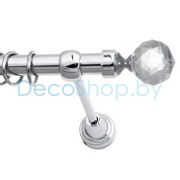 Карниз для штор Lm Décor «Кристалл» 19 мм (хром, однорядный, труба гладкая)