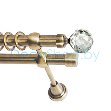 Карниз для штор Lm Décor «Кристалл» 19 мм / 19 мм (антик, двухрядный, труба гладкая)