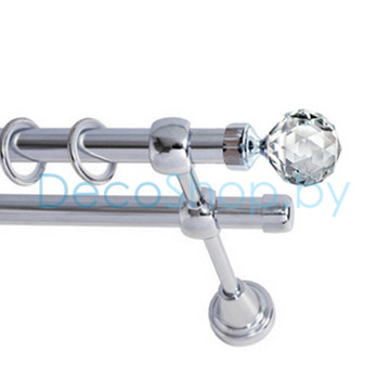 Карниз для штор Lm Décor «Кристалл» 19 мм / 19 мм (хром, двухрядный, труба гладкая)