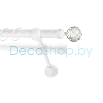 Карниз для штор Lm Décor «Кристалл» 19 мм / 19 мм (белый, двухрядный, труба витая)