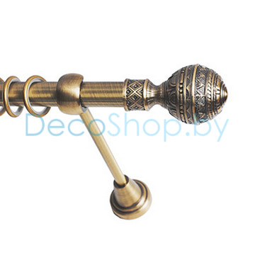 Карниз для штор Lm Décor «Ампир» 19 мм (антик, однорядный, труба гладкая)