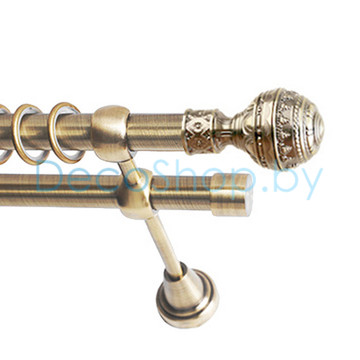 Карниз для штор Lm Décor «Ампир» 19 мм / 19 мм (антик, двухрядный, труба гладкая)