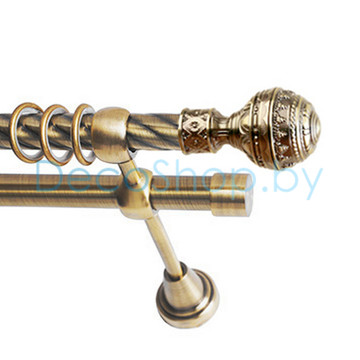 Карниз для штор Lm Décor «Ампир» 19 мм / 19 мм (антик, двухрядный, труба витая)