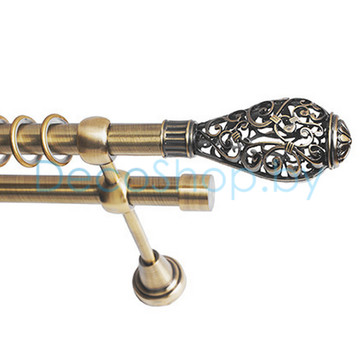 Карниз для штор Lm Décor «Эллада» 19 мм / 19 мм (антик, двухрядный, труба гладкая)