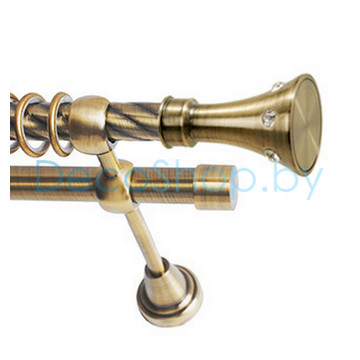 Карниз для штор Lm Décor «Эридан» 19 мм / 19 мм (антик, двухрядный, труба витая)