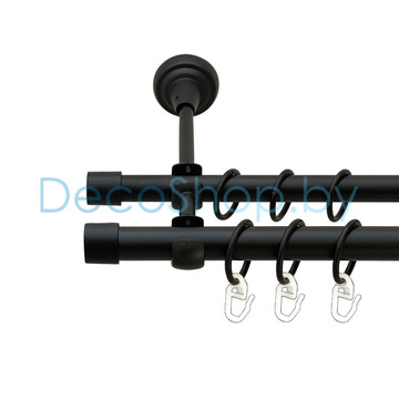 Карниз для штор Lm Décor «Заглушка» 19 мм / 19 мм (черный, двухрядный, труба гладкая)