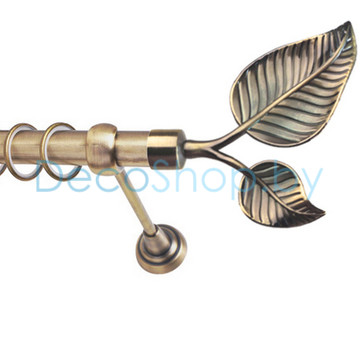 Карниз для штор Lm Décor «Лист» 25 мм (антик, однорядный, труба гладкая)