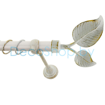 Карниз для штор Lm Décor «Лист» 25 мм (белое золото, однорядный, труба гладкая)