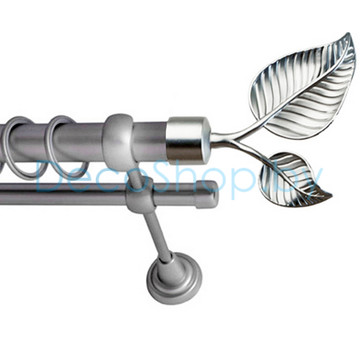 Карниз для штор Lm Décor «Лист» 25 мм / 16 мм (сатин, двухрядный, труба гладкая)