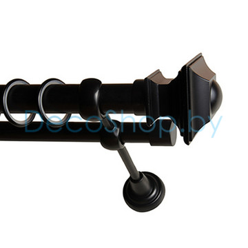 Карниз для штор Lm Décor «Верди» 25 мм / 19 мм (черный, двухрядный, труба гладкая)