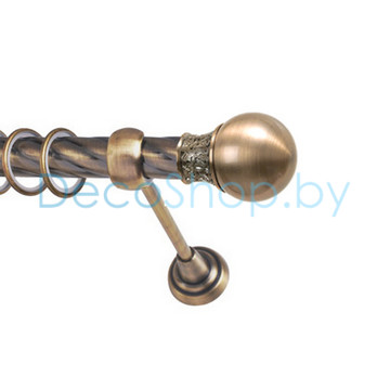 Карниз для штор Lm Décor «Тифани» 25 мм (антик, однорядный, труба витая)