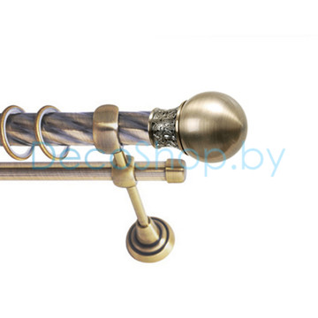 Карниз для штор Lm Décor «Тифани» 25 мм / 16 мм (антик, двухрядный, труба витая)