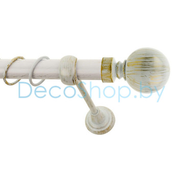 Карниз для штор Lm Décor «Шар большой» 25 мм (белое золото, однорядный, труба гладкая)