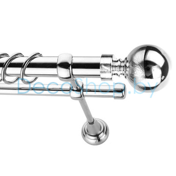 Карниз для штор Lm Décor «Шар большой» 25 мм / 16 мм (хром, двухрядный, труба гладкая)