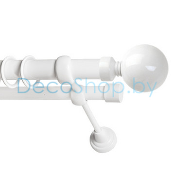 Карниз для штор Lm Décor «Шар большой» 25 мм / 19 мм (белый, двухрядный, труба гладкая)