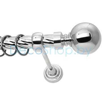 Карниз для штор Lm Décor «Шар большой» 25 мм (хром, однорядный, труба витая)