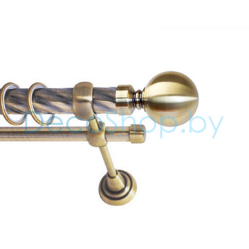 Карниз для штор Lm Décor «Шар большой» 25 мм / 16 мм (антик, двухрядный, труба витая)