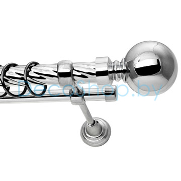 Карниз для штор Lm Décor «Шар большой» 25 мм / 16 мм (хром, двухрядный, труба витая)