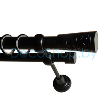 Карниз для штор Lm Décor «Византия» 25 мм / 19 мм (черный, двухрядный, труба гладкая)