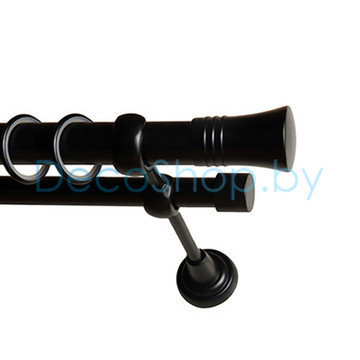 Карниз для штор Lm Décor «Гиро» 25 мм / 19 мм (черный, двухрядный, труба гладкая)